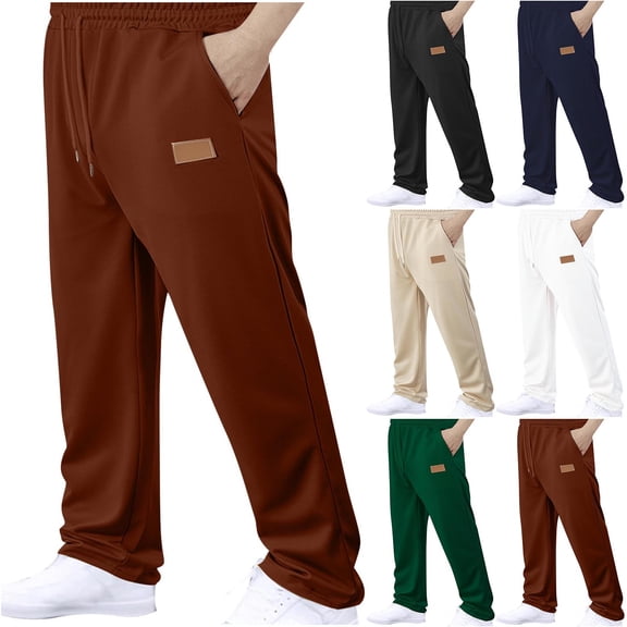 ZZwxWA Mens Sweatpants Open Bottom Workout Athletic Joggers Elastic Waist Straight Wide Leg Baggy Pants with Pockets Clearance Sale