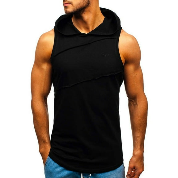 ZZwxWA Mens Tank Top, Mens Hooded Tank Tops Bodybuilding Muscle Cut Off T Shirt Sleeveless Gym Training Hoodies Workout Athletic Tee up to 45% Off