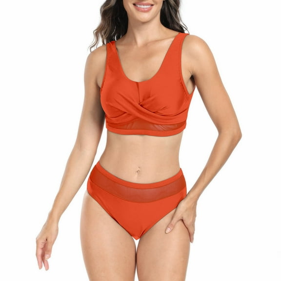 ZZwxWA Mesh Cutout Swimsuit for Womens Sexy Full Coverage Wrap Tankini Sets Belly Control Bathing Suit Modest Beachwear