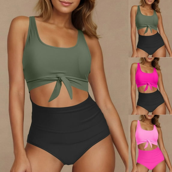 ZZwxWA Microkini Women High Waist Plus Size Hot Bathing Suits Cut Out Romper Swimsuits Busty Swimwear Bikini