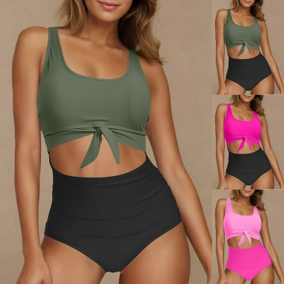 ZZwxWA Microkini Women High Waist Plus Size Hot Bathing Suits Cut Out Romper Swimsuits Busty Swimwear Bikini