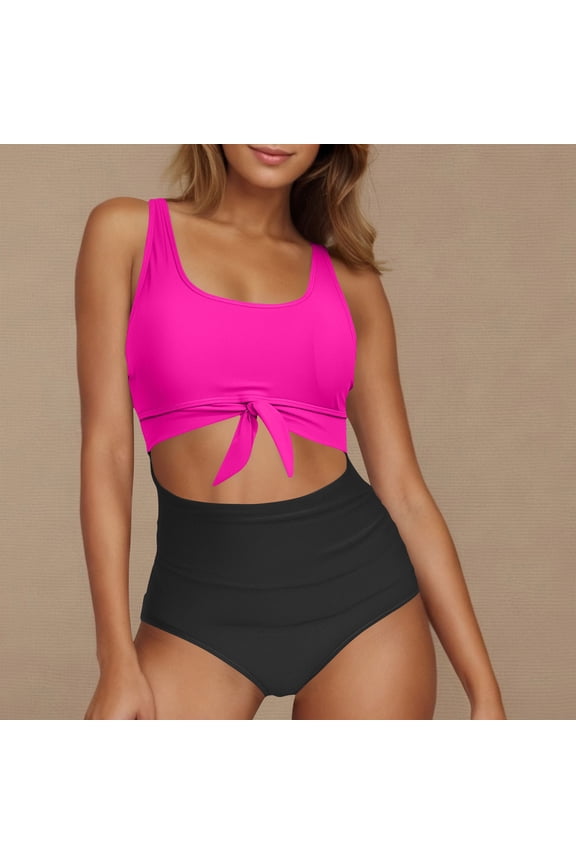 Microkini Women High Waist Plus Size Hot Bathing Suits Cut Out Romper Swimsuits Busty Swimwear Bikini
