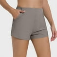 thumbnail image 1 of ZZwxWA Mid-Rise Casual Shorts for Women with Pockets 2025 Summer Trendy Shorts Elastic Waist Ribbed Shorts, 1 of 3