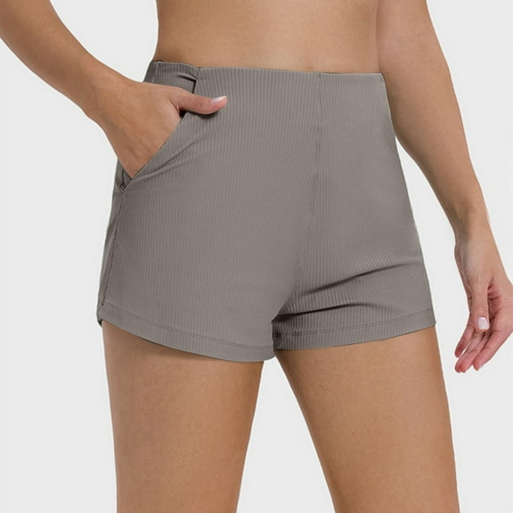 ZZwxWA Mid-Rise Casual Shorts for Women with Pockets 2025 Summer Trendy Shorts Elastic Waist Ribbed Shorts