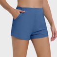 thumbnail image 1 of ZZwxWA Mid-Rise Casual Shorts for Women with Pockets 2025 Summer Trendy Shorts Elastic Waist Ribbed Shorts, 1 of 3