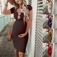 thumbnail image 1 of ZZwxWA Midi Bodycon Dress for Women Casual Solid Short Sleeve Square Neck Dress Soft Comfy Light Basic Maternity Dresses Breast-Feeding Pregnant Nursing Dress, 1 of 3