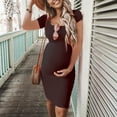 thumbnail image 1 of ZZwxWA Midi Bodycon Dress for Women Casual Solid Short Sleeve Square Neck Dress Soft Comfy Light Basic Maternity Dresses Breast-Feeding Pregnant Nursing Dress, 1 of 2
