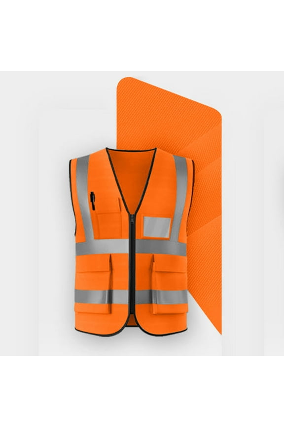Multiple Pockets High Visibility Zipper Front Safety Vest with Reflective Strips, Reflective Safety Vest for Women & Men up to 45% Off