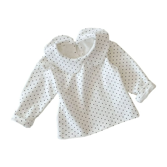 ZZwxWA Newborn Clothes Toddler Kids Girls Boys Basic Peter Pan Collar Tee Shirt T-Shirts Tops Bottom Long Sleeve Solid Blouse Dots Print 3-18M