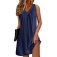 thumbnail image 1 of ZZwxWA Nightgown for Women Sleeveless Sleepwear Lightweight Racerback Sleep Shirt Pleated V Neck Night Dress Short Chemise, 1 of 5