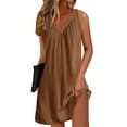 thumbnail image 1 of ZZwxWA Nightgown for Women Sleeveless Sleepwear Lightweight Racerback Sleep Shirt Pleated V Neck Night Dress Short Chemise, 1 of 5