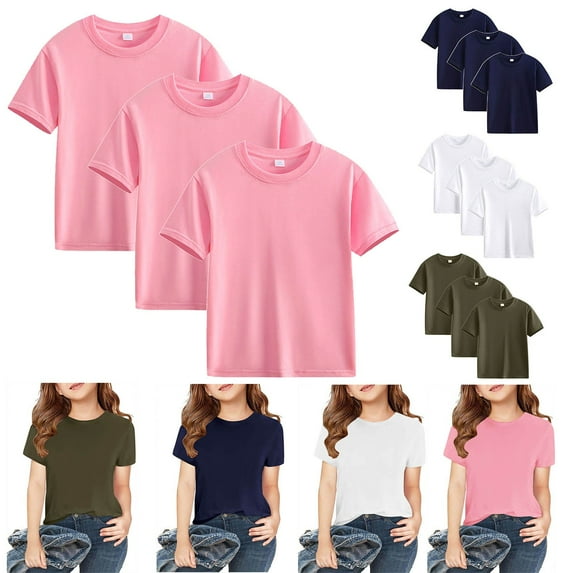 ZZwxWA Online Shopping 3 Pack Girls Shirts Short Sleeve Shirt Girls T Shirts Soft Basic Tees Kids Tshirts Solid Summer Top T-Shirt Toddler Outfits For Boys