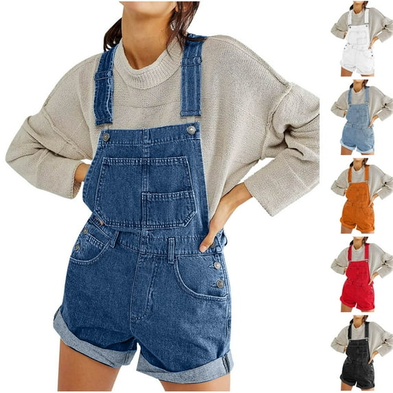 ZZwxWA Overall Shorts for Women Casual Women Denim Overalls Adjustable Strap Jeans Rompers Loose Trendy Summer 2025