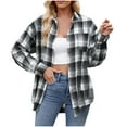 thumbnail image 1 of ZZwxWA Oversized Flannel Shirt Women Long Sleeve Plaid Button Buffalo Shirt Blouse Tops with Pocket Womens Spring Fall Casual Jacket Tops Today, 1 of 4