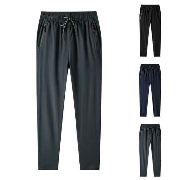 Brondbend Pants for Men Stretch Active Pants Comfy Fit Plus Size Breathable Trousers Elastic Waist Drawstring Casual Pants with Pockets Holiday Gift Finder