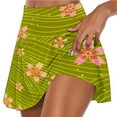 thumbnail image 1 of ZZwxWA Pants Women Wide Leg Trendy Flowy Sports Striped Floral Cute Summer Beach Party Leisure Elastic Bottoming Tie-Dye Print Skirt Pants Mid Waist Trousers Green S, 1 of 5