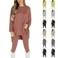 thumbnail image 1 of ZZwxWA Plus Size Lounge Sets for Womens 2 Piece Long Pants Long Sleeve Irregular Round Neck Shirt Outfits Set Workout Sets, 1 of 6
