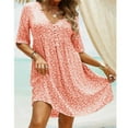 thumbnail image 1 of ZZwxWA Plus Size Womens Summer Dresses Casual Floral Print Midi Dress Button V Neck Short Sleeve Dresses Loose Beach Swing Sundresses, 1 of 5