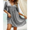 thumbnail image 1 of ZZwxWA Plus Size Womens Summer Dresses Casual Floral Print Midi Dress Button V Neck Short Sleeve Dresses Loose Beach Swing Sundresses, 1 of 5