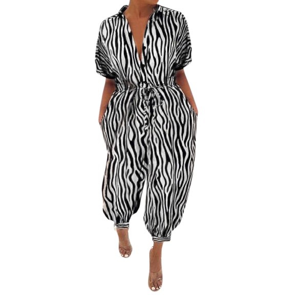 ZZwxWA Rompers for Women Casual Women Lady Bandage Lapel Slim Long Button Rompers Long Pants Jumpsuits Trousers Jumpsuits for Women Shorts Workout Holiday Gift Finder