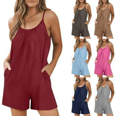 ZZwxWA Rompers for Women 2025 Summer Casual Sleeveless Romper Adjustable Spaghetti Strap Loose Shorts Overalls Jumpsuit