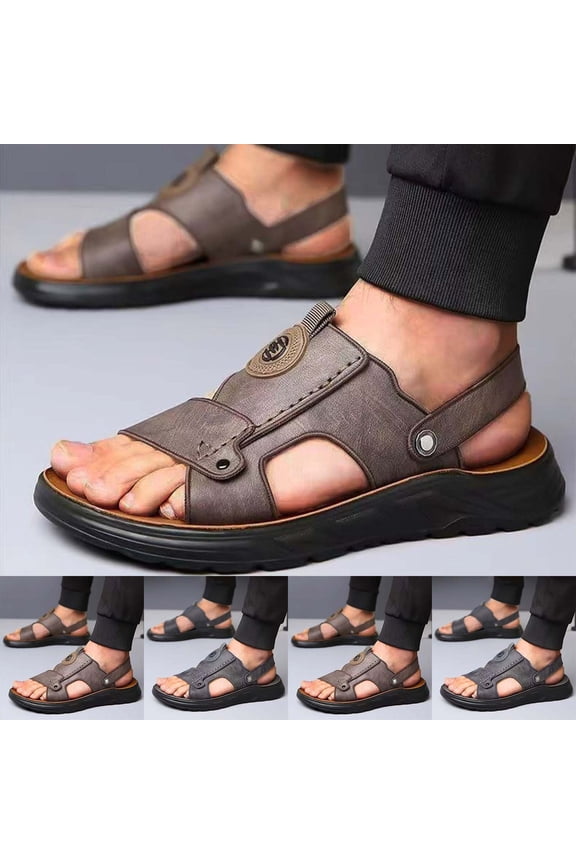 Sandals Women Men's Thick Soled Wedge Shoes Fashionable and Casual Outdoor Wear Adjustable Leather Sandal Mens