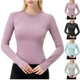 thumbnail image 1 of ZZwxWA Seamless Workout Shirts for Women Long Sleeve Breathable Yoga Top Blouse Running Sports Shirt Slim Fit Athletic Tops, 1 of 7
