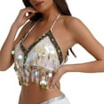 thumbnail image 1 of ZZwxWA Sequin Halter Bra Top Salsa Belly Dance Boho Festival Clubbing Tribal Bra Tops, 1 of 2