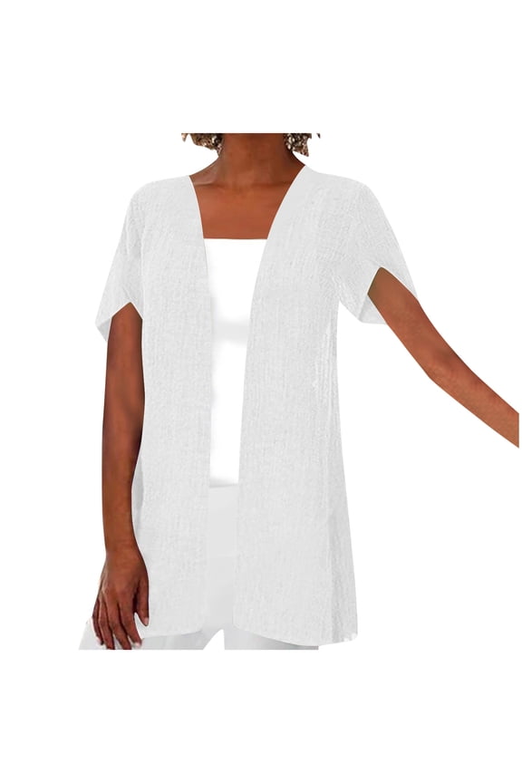 ZZwxWA Short Sleeve Cardigan for Women Lightweight Linen Cotton Summer Cardigans Casual Loose Open Front Thin Sweaters Jacket Tax Free Weekend