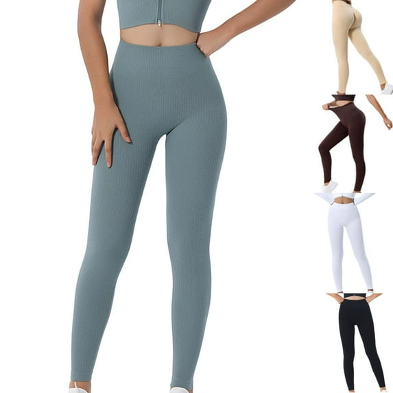 ZZwxWA Skinny Yoga Pants Womens High Waist Belly Control Workout Tights Solid Seamless Running Leggings Full Length Ankle Athletic Trousers