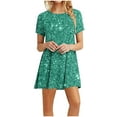 thumbnail image 1 of ZZwxWA Sparkly Glitter Dress, Sequin Summer Dress Short Flowy Tiered Tunic Dress for Women Party Club Night Short Sleeve Round Neck Sundress, 1 of 6