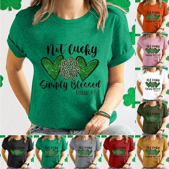 ZZwxWA St. Patrick's Day Shirts for Women Shamrock Heart Graphic Tees St Patty's T-Shirt Irish Tops