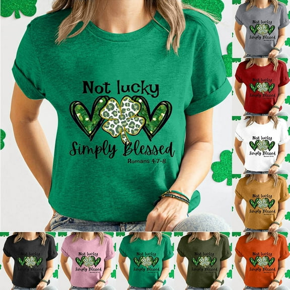 ZZwxWA St. Patrick's Day Shirts for Women Shamrock Heart Graphic Tees St Patty's T-Shirt Irish Tops