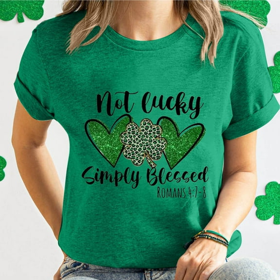 ZZwxWA St. Patrick's Day Shirts for Women Shamrock Heart Graphic Tees St Patty's T-Shirt Irish Tops