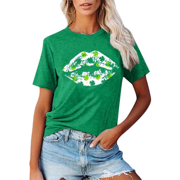 ZZwxWA St Patricks Day Shirt Green Shirts for Women Shamrock Womens Plus Size Tops Short Sleeve Casual Trendy