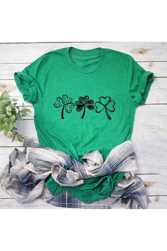 St. Patricks Day Shirt for Womens Cute Gnomes T-Shirt Shamrock Printed Shirts Short Sleeve Graphic Tees Tops
