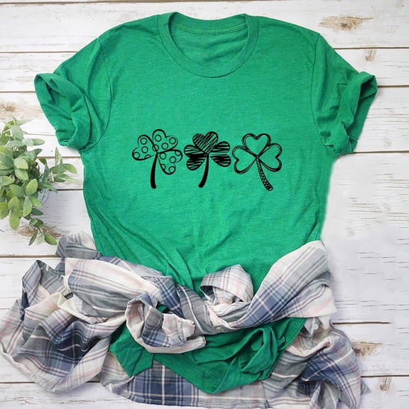 ZZwxWA St. Patricks Day Shirt for Womens Cute Gnomes T-Shirt Shamrock Printed Shirts Short Sleeve Graphic Tees Tops
