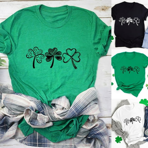 ZZwxWA St. Patricks Day Shirt for Womens Cute Gnomes T-Shirt Shamrock Printed Shirts Short Sleeve Graphic Tees Tops