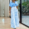 thumbnail image 1 of ZZwxWA Summer 2 Piece Sets for Women Fashion Casual Short Sleeve V Neck Tops Matching Print Wide Leg Pants Set Business Suit, 1 of 6