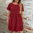 thumbnail image 1 of ZZwxWA Summer Dresses for Women 2025 Plus Size Short Sleeve Crewneck T Shirt Dress Dressy Casual Ruffle Flowy Beach Sundresses, 1 of 6