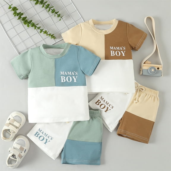 ZZwxWA Summer Saving Fashion Boy and Girls' Casual Short Sleeve Tops Round Neck Collar Botton Printed Short Pants Sets Toddler Outfits