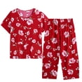 thumbnail image 1 of ZZwxWA Summer Set for Women 2025 Trendy Floral Print Fashion Cotton Linen Summer Two-Piece Suit Pajamas Silk Comfortable Breathable Button Down Oversize Casual Sets Short Sleeve Outfits Red XL, 1 of 6