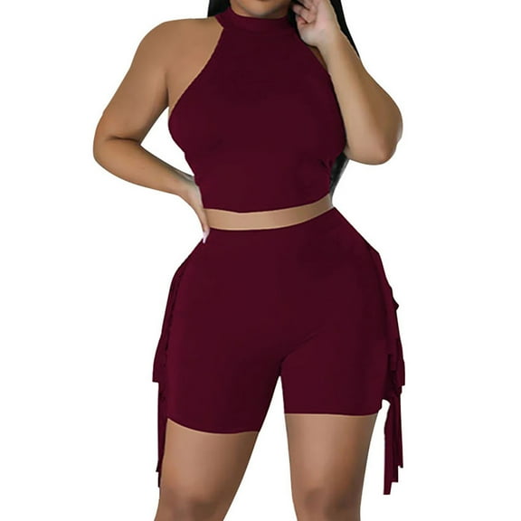 ZZwxWA Summer Sexy Two Piece Short Set for Women Crop Tank Top and Biker Shorts Sets Bodycon Workout Outfit Jumpsuit