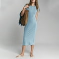 thumbnail image 1 of ZZwxWA T Shirt Dresses for Women 2025 Maxi Dress Summer Casual Short Sleeve Crewneck Long Dress Beach Simple Solid Dress, 1 of 5