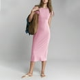 thumbnail image 1 of ZZwxWA T Shirt Dresses for Women 2025 Maxi Dress Summer Casual Short Sleeve Crewneck Long Dress Beach Simple Solid Dress, 1 of 6