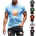 thumbnail image 1 of ZZwxWA T-Shirt for Men Summer - Coconut Tree Graphic Print Short Sleeve Crewneck Hawaiian Tee Shirts Casual Slim Fit Tops, 1 of 5