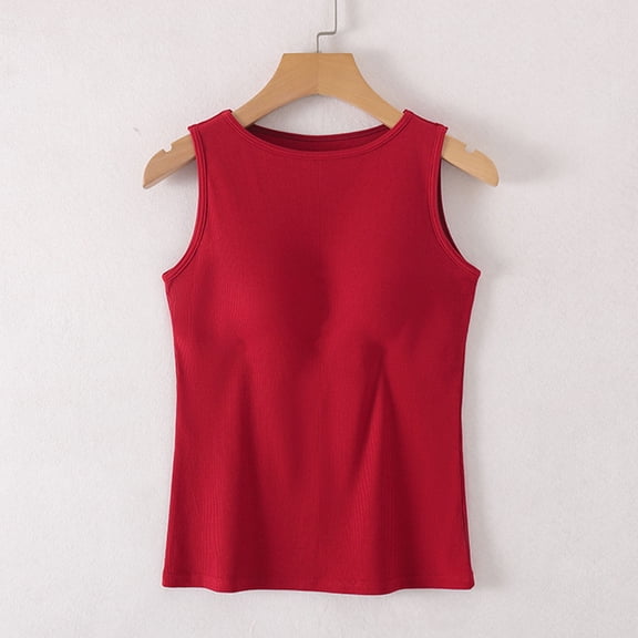 ZZwxWA Tank Top for Womens Sleeveless Cami Tops with Built in Bras Shelf Bra Padded Shirt 2025 Casual Tanks Loose Fit Camis