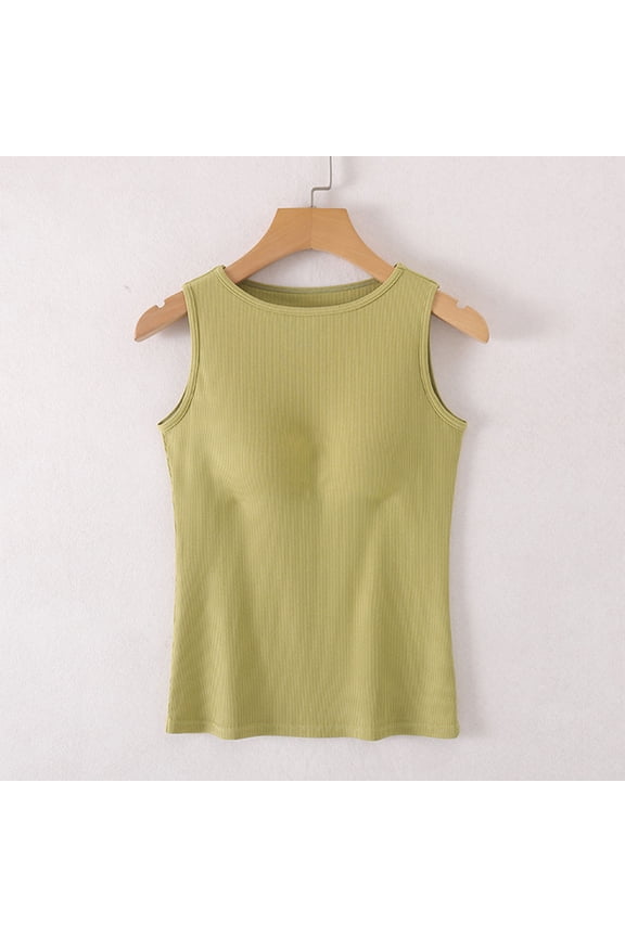 Tank Top for Womens Sleeveless Cami Tops with Built in Bras Shelf Bra Padded Shirt 2025 Casual Tanks Loose Fit Camis