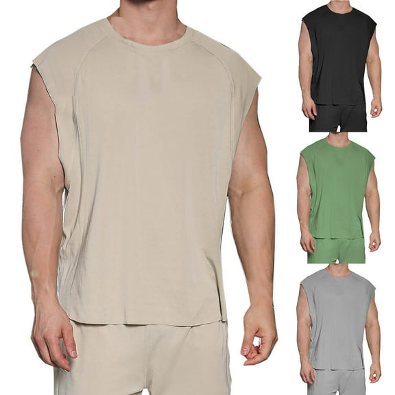 ZZwxWA Tank Tops Men Prime Casual Workwear Loose Fit Shirt Printed Breathable Male Blouse Holiday Beach Crew Neck Sports Tops Summer Fashion Tank Tops Cozy Style Sleeveless Clothing