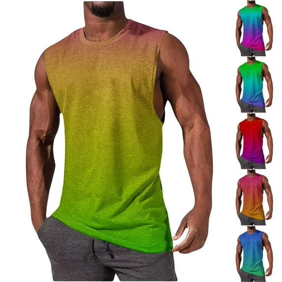 ZZwxWA Tank Tops Men Holiday Gifts Sports Workwear Cozy Style Plus Size Tops Crew Neck Breathable Male Clothing Fashion Printed Shirt Summer Oversize Blouse Casual Sleeveless Tank Tops Clothing